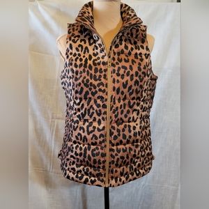 NWT LANDSEND DOWN LEOPARD PRINT VEST SIZE S 6-8